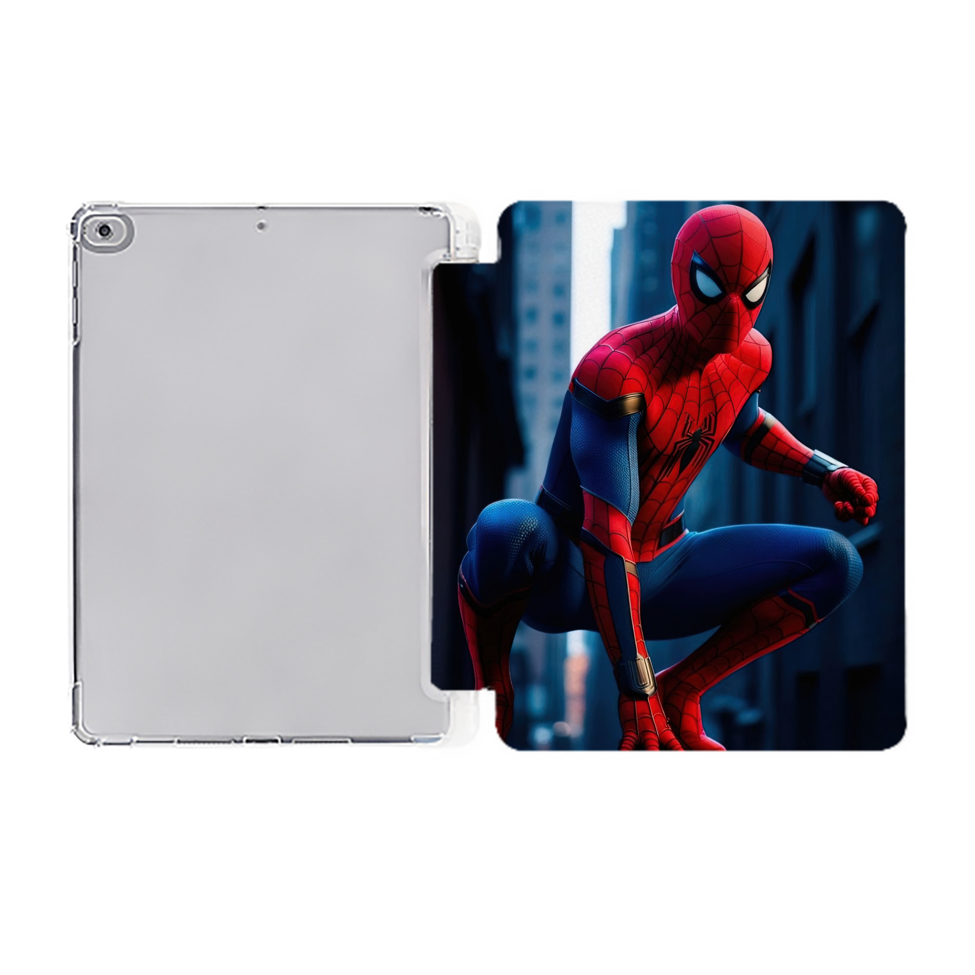 Spider Man スパイダーマン IPad ケース ペン収納付き 三つ折りスタンド PUレザー×シリコン 対応機種9.5/10.5/10.9インチ